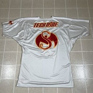 Vtg Tech N9ne Strange Music Jersey Sz XL Hip Hop White Football Athletic Knit 9